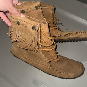 Minnetonka Suede Lace-Up Moccasin Boot / Bootie